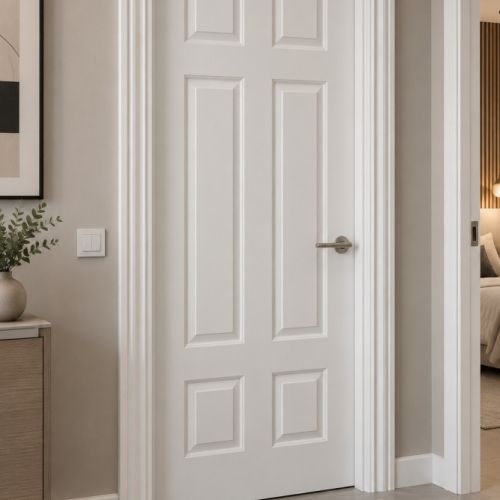 PUERTA LACADA BLANCA 4 CUADROS DESIGUALES