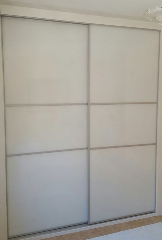 FC226 FRENTE CORREDERO ECO CRISTAL LACADO BLANCO CON TIRADORES  ALUMINIO