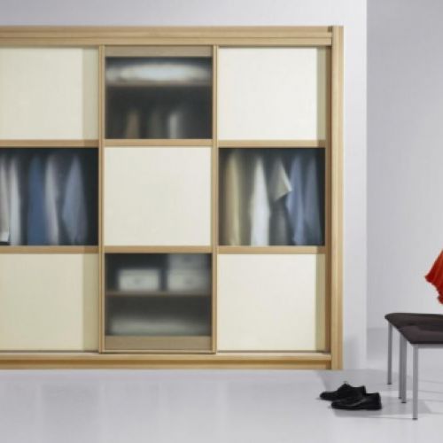 FC17 FRENTE CORREDERO LACADO BEIGE Y CRISTAL TRANSPARENTE EN DAMAS