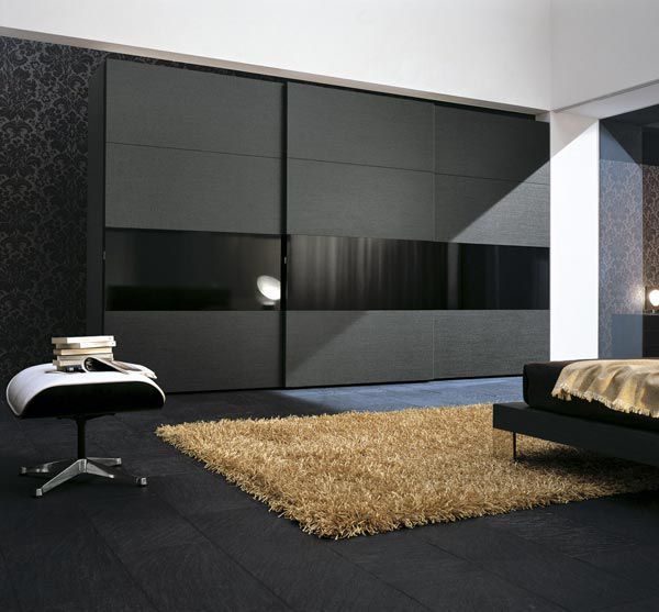 FC177 FRENTE CORREDERO ECO ROBLE TEÑIDO NEGRO Y CRISTAL LACADO NEGRO. GUIAS OCULTAS