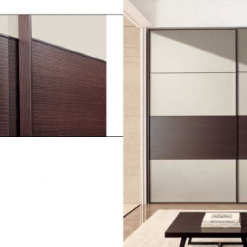 FC150 FRENTE CORREDERO ECO LACADO BEIGE Y WENGE. PERFILES WENGE Y GUIAS OCULTAS