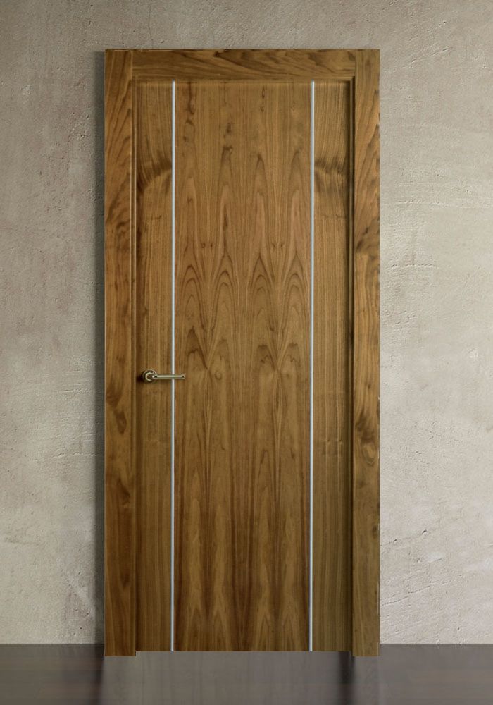 PUERTA MOD 8 NOGAL ESTRIAS DE ALUMINIO