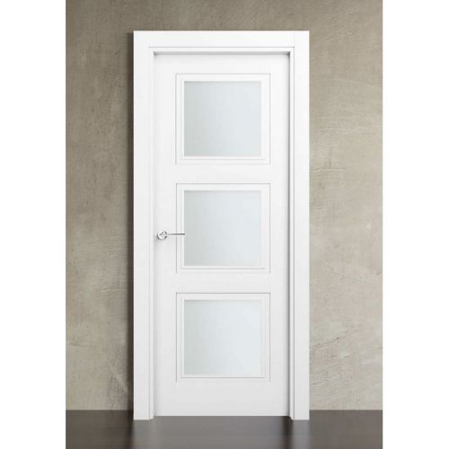 PUERTA LACADA BLANCA 3 CUADROS VIDRIERA