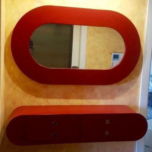 MU83 MUEBLE DE ENTRADA FORMAS REDONDEADAS. FORMADO POR ESPEJO Y CAJONES