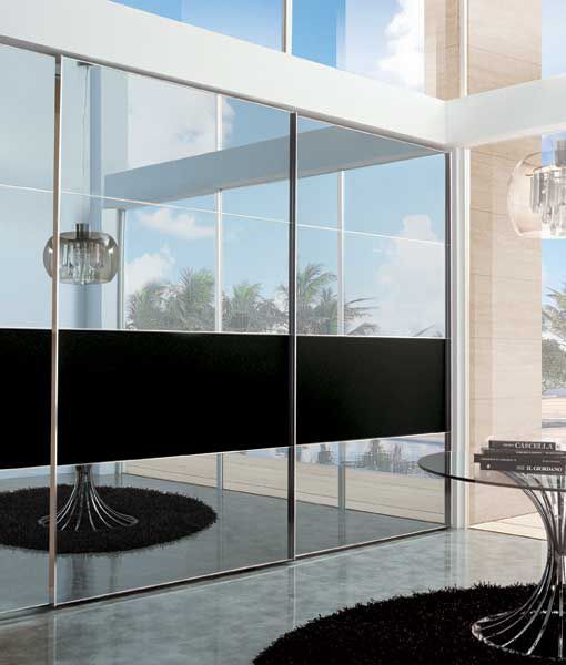 FC201 FRENTE ECO ESPEJO Y LACADO NEGRO. PERFILES ALUMINIO Y GUIAS OCULTAS