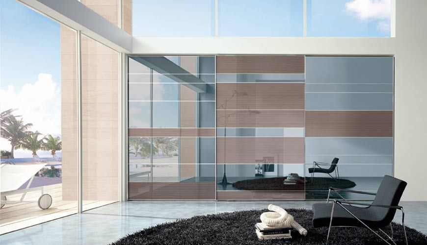 FC207 FRENTE ECO ESPEJO Y NOGAL. PERFILES ALUMINIO Y GUIAS OCULTAS