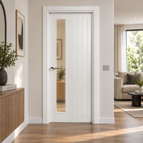 PUERTA LACADA BLANCA MODELO PALENCIA VIDRIERA