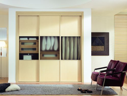 FC59 FRENTE CORREDERO JAPONES LACADO BEIGE Y CRISTAL TRANSPARENTE. PERFILES BEIGE