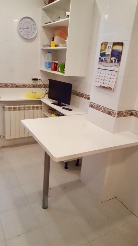 MU63 MESA DE COCINA EN LACADO BLANCO Y PARA METALICA