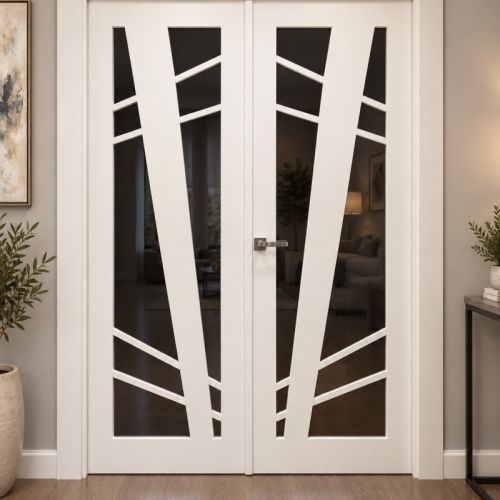 PUERTA LACADA BLANCA VIDRIERA MIESES