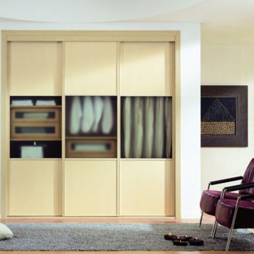 FC16 FRENTE CORREDERO JAPONES LACADO BEIGE Y CRISTAL TRANSPARENTE