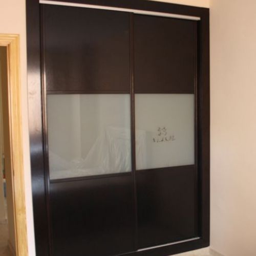 FC173 FRENTE CORREDERO JAPONES WENGE Y CRISTAL LACADO BLANCO. PERFILES WENGE