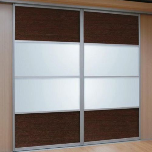 FC179 FRENTE CORREDERO ECO WENGE Y CRISTAL LACADO BLANCO. PERFILES ALUMINIO
