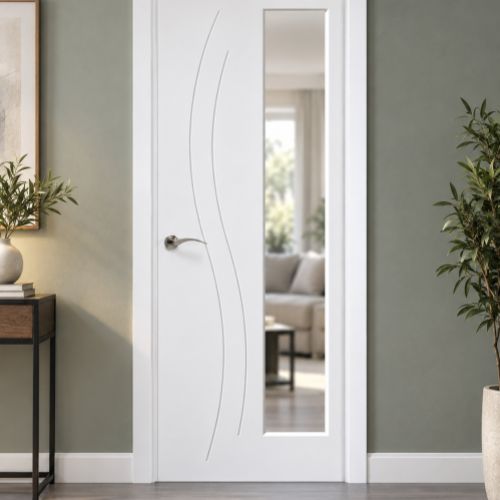 PUERTA LACADA BLANCA ONDAS 1V LATERAL MODERNA