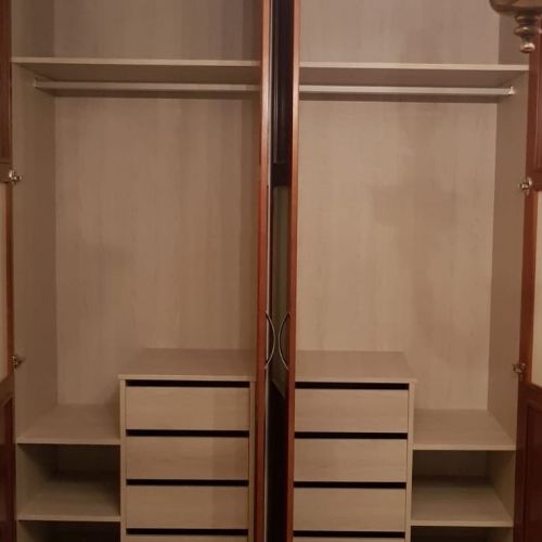 IA26 INTERIOR MELAMINADO SIMETRICO BARRA   CAJONERA   BALDAS