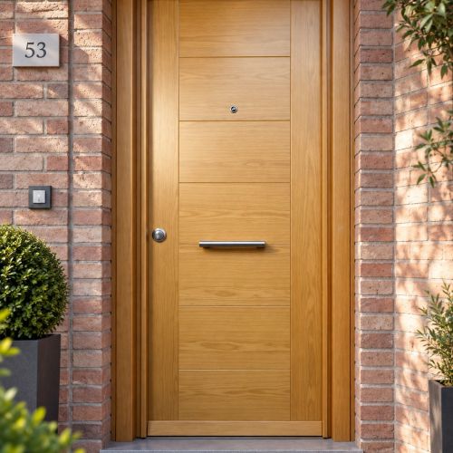 PUERTA ACORAZADA THOR 20 (GRADO 3B) 7 PAÑOS ROBLE EN H