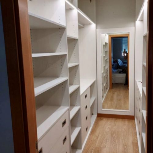IA60 INTERIOR DE VESTIDOR MELAMINADO BLANCO, CAJONERAS CERRADAS