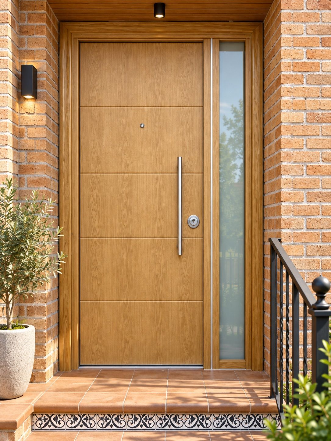 PUERTA ACORAZADA THOR 20 (GRADO 3B) 5 PAÑOS ROBLE CON FIJO LATERAL