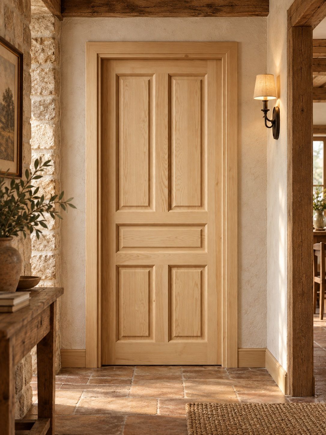 PUERTA RUSTICA PINO 5 PAÑOS DESIGUALES