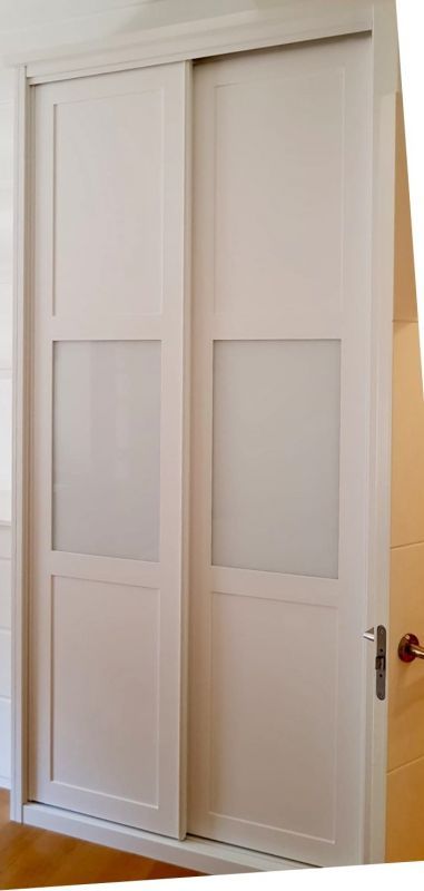 FC73 FRENTE CORREDERO CUADROS LACADO Y CRISTAL LACADO BLANCO