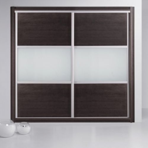 FC171 FRENTE CORREDERO JAPONES WENGE Y CRISTAL LACADO BLANCO. PERFILES ALUMINIO