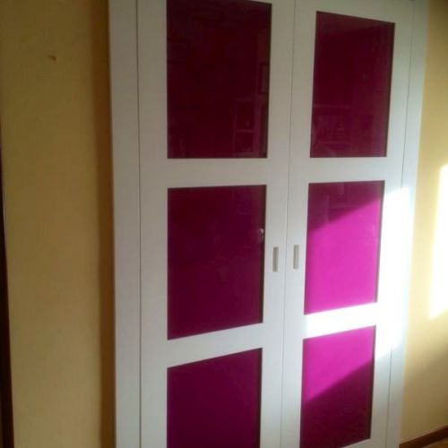 FA3 FRENTE CUADROS LACADO BLANCO Y CRISTAL LACADO ROSA CON UÑERO