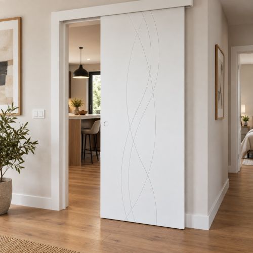 PUERTA LACADA BLANCA CORREDERA MODELO FANTASIA