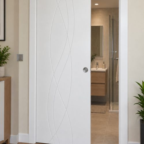 PUERTA LACADA BLANCA CORREDERA CASONETO MODELO FANTASIA