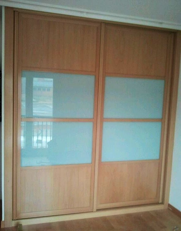 FC182 FRENTE CORREDERO JAPONES HAYA VAP Y CRISTAL LACADO BLANCO. PERFILES HAYA VAP