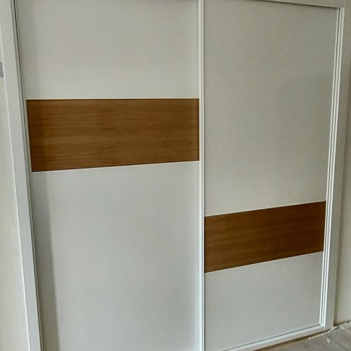 FC298 FRENTE CORREDERO ECO COMBINADO LACADO BLANCO CON CEREZO PERFILES LACADOS