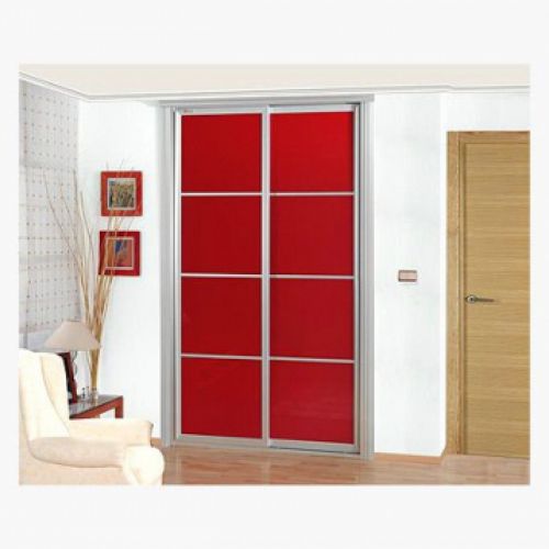 FC199 FRENTE CORREDERO ECO CRISTAL LACADO ROJO. PERFILES ALUMINIO Y REMATES LACADO ALUMINIO