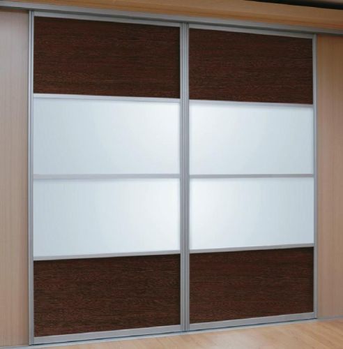 FC179 FRENTE CORREDERO ECO WENGE Y CRISTAL LACADO BLANCO. PERFILES ALUMINIO