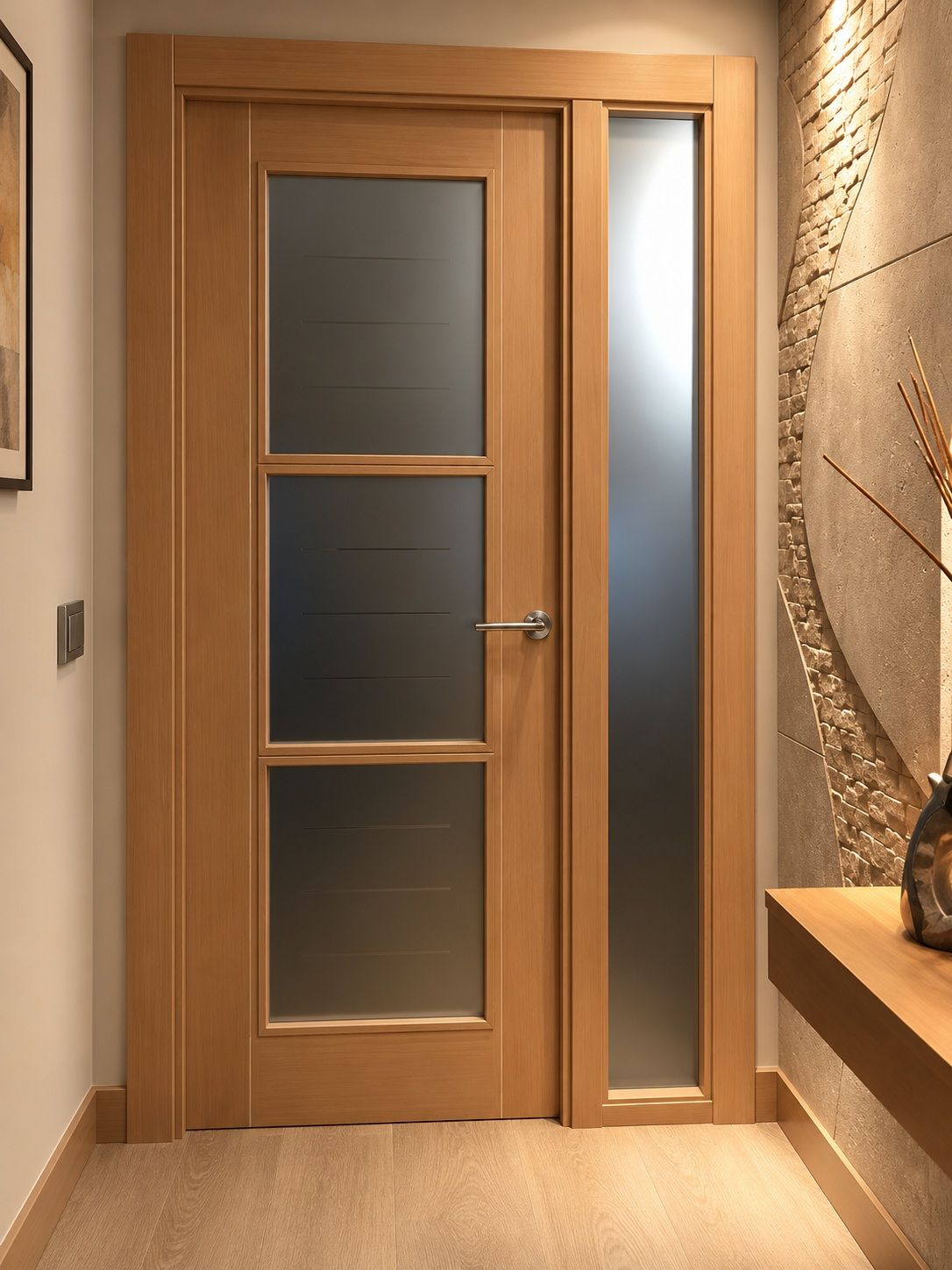 PUERTA HAYA VAPORIZADA VIDRIERA CON FIJO LATERAL