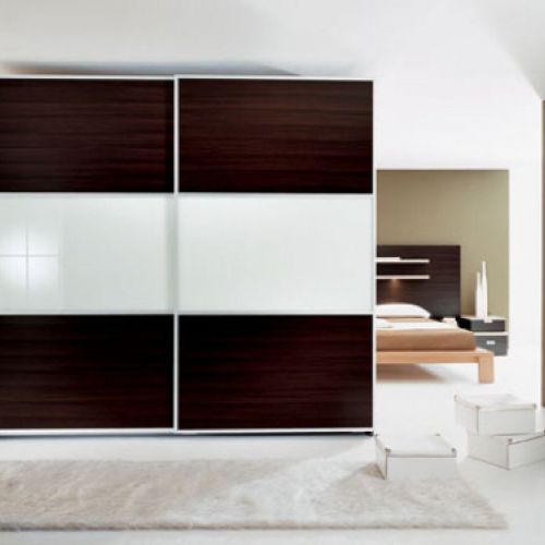 FC172 FRENTE CORREDERO ECO WENGE Y CRISTAL LACADO BLANCO. PERFILES BLANCO Y GUIAS OCULTAS