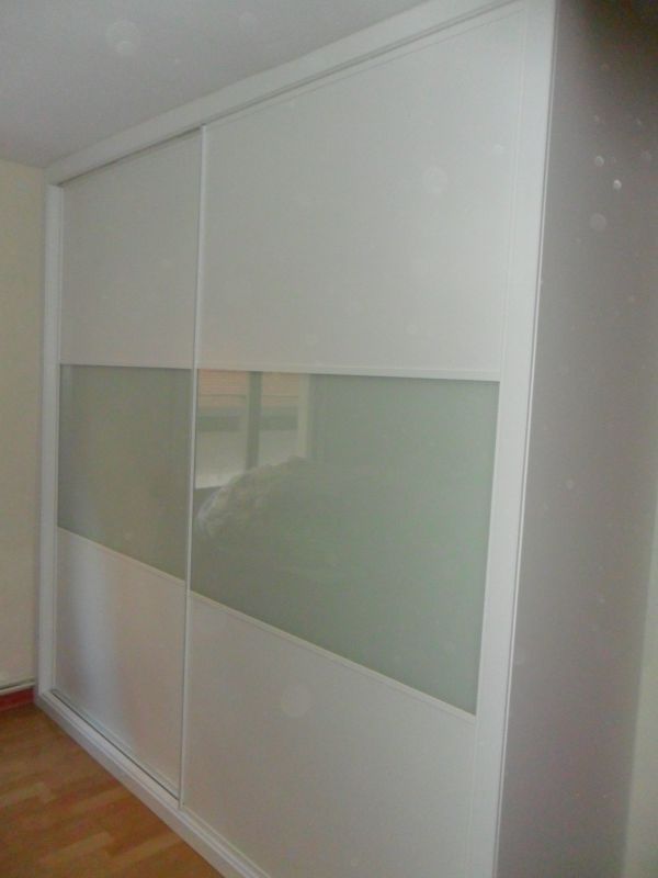 FC48 FRENTE CORREDERO ECO LACADO BLANCO Y CRISTAL LACADO BLANCO. PERFILES LACADO BLANCO