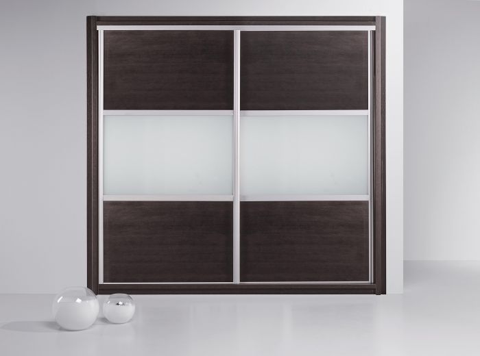 FC171 FRENTE CORREDERO JAPONES WENGE Y CRISTAL LACADO BLANCO. PERFILES ALUMINIO