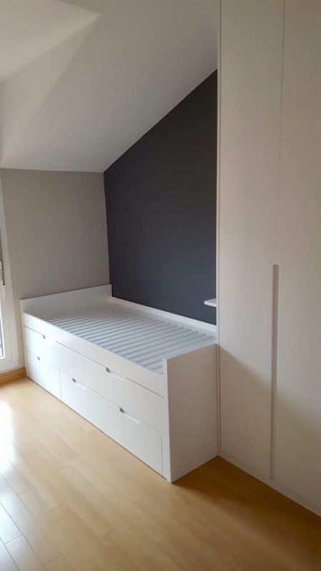MU71 CAMA NIDO LACADA BLANCO CON CAJONES EXTRAIBLES
