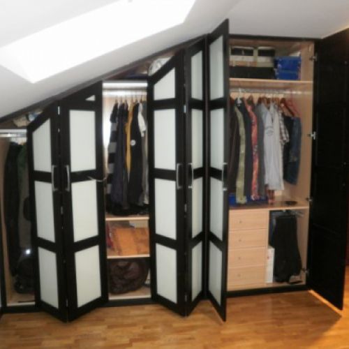 AB40 ABUHARDILLADO WENGUE Y CRISTAL LACADO BLANCO. COMBINADO HOJAS ABATIBLES Y PLEGADAS   CORREDERAS