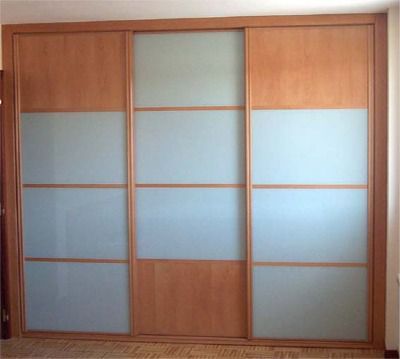 FC187 FRENTE CORREDERO JAPONES CUADROS CEREZO Y CRISTAL LACADO BLANCO. PERFILES CEREZO