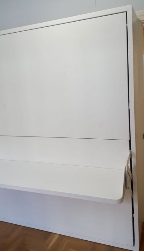 MU67 LITERA ABATIBLE HORIZONTAL LACADA BLANCO CON MESA DE ESTUDIO