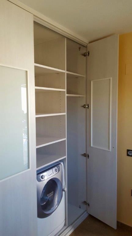 IA97 MUEBLE PARA LAVADORA CON BALDAS EN MELAMINA BLANCO SAVIA