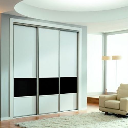 FC105 FRENTE CORREDERO ECO CRISTAL LACADO BLANCO Y CRISTAL LACADO NEGRO. PERFILES ALUMINIO