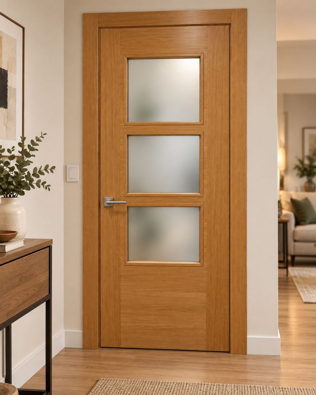 PUERTA ROBLE VIDRIERA 3V6