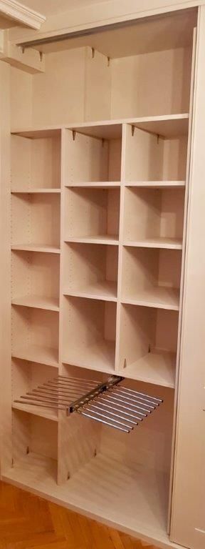 IA51 INTERIOR ARMARIO MELAMINADO BALDAS EN COLUMNA Y PANTALONERO DOBLE