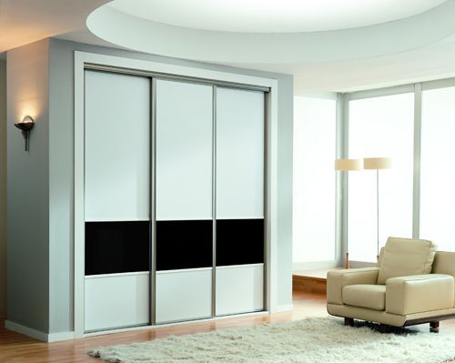 FC105 FRENTE CORREDERO ECO CRISTAL LACADO BLANCO Y CRISTAL LACADO NEGRO. PERFILES ALUMINIO