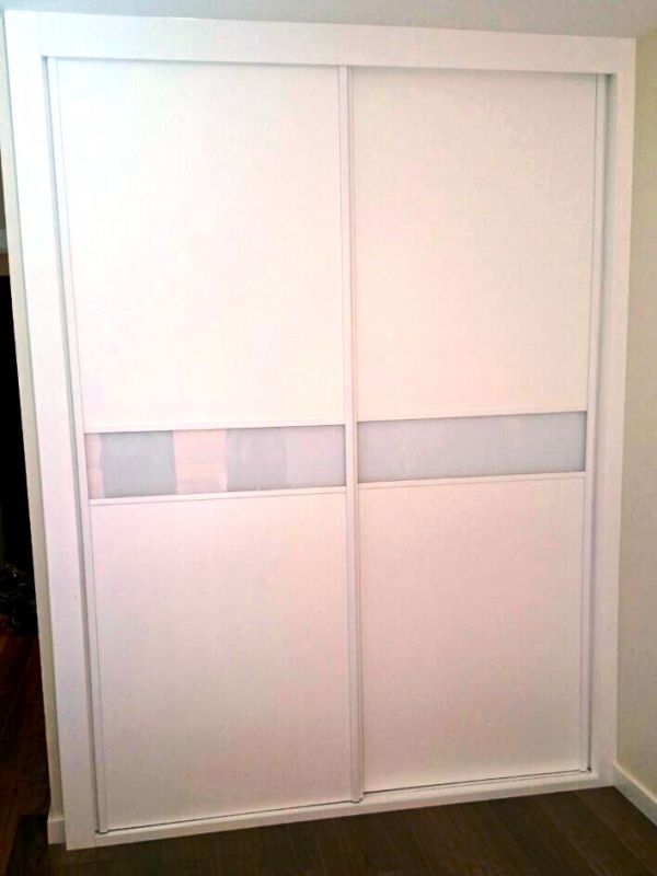 FC44 FRENTE CORREDERO ECO LACADO BLANCO Y CRISTAL LACADO BLANCO. PERFILES LACADO BLANCO