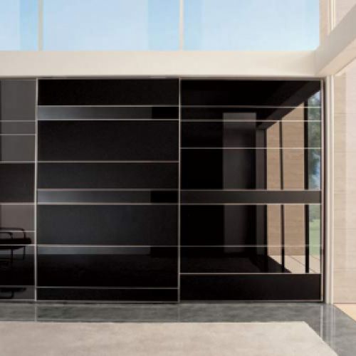 FC208 FRENTE ECO CRISTAL LACADO NEGRO Y LACADO NEGRO. PERFILES ALUMINIO Y GUIAS OCULTAS